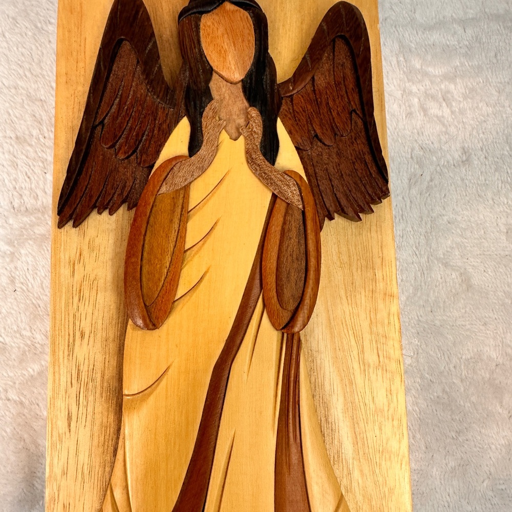 Carver Dan's Hand-Crafted Angel Puzzle Jewelry Gift Box Black Lining 1990-1999